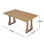 Christopher Knight Home Rowan, table à manger rustique de 160 cm avec double piedestal, frêne naturel