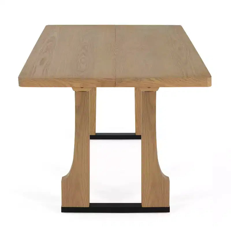 Christopher Knight Home Rowan, table à manger rustique de 160 cm avec double piedestal, frêne naturel