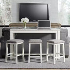 Ensemble table à manger multifonctionnelle Stanford blanche - Picket House Furnishings : 4 pièces, haute, cadre en MDF, revêtement en polyester