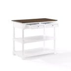 Caitlyn Wood Top Kitchen Island White/Dark Brown - Crosley : Rangement, pieds tournés, étagères fixes
