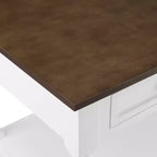 Caitlyn Wood Top Kitchen Island White/Dark Brown - Crosley : Rangement, pieds tournés, étagères fixes