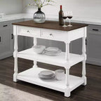 Caitlyn Wood Top Kitchen Island White/Dark Brown - Crosley : Rangement, pieds tournés, étagères fixes