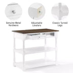 Caitlyn Wood Top Kitchen Island White/Dark Brown - Crosley : Rangement, pieds tournés, étagères fixes