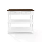 Caitlyn Wood Top Kitchen Island White/Dark Brown - Crosley : Rangement, pieds tournés, étagères fixes