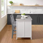 Îlot de cuisine Silvia avec dessus en acier inoxydable et tabourets à dossier en X Blanc/Gris - Crosley