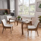 HOMES: Inside + Out Ensemble de salle à manger 5 pièces Forest Wisp Mid-Century Modern Noyer