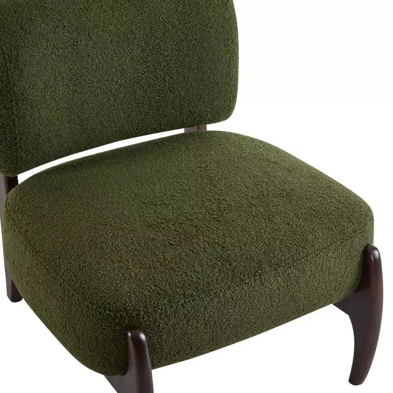 Christopher Knight Home Anna, chaise d'appoint moderne en hévéa et tissu bouclé, vert