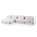 HOMES: Inside + Out Plumeria L Shaped Sectional Left Chaise with Feather Blend Cushions Linen White