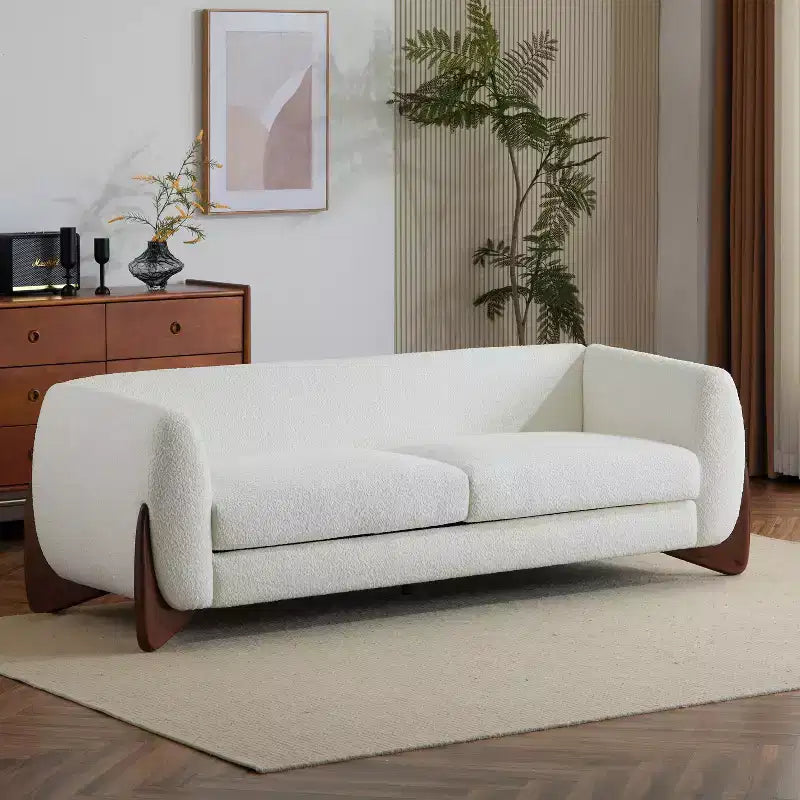 Canapé 3 places Christopher Knight Home Mia en tissu bouclé, 210 cm, beige