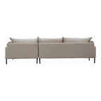 Sabula Sectionnel Droit Sable Beige - Alder Bay : Mélange Lin, Coussins Garnis de Plumes, Structure en Bois