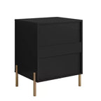 Table de chevet Festivo à 2 tiroirs noire : Style scandinave moderne, fabrication en MDF, inclut le dispositif anti-basculement