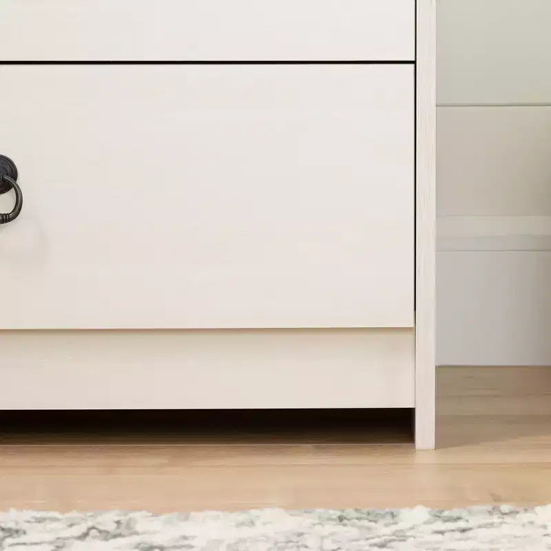 Commode double 6 tiroirs Plenny de South Shore : Blanc délavé/Chêne vieilli, quincaillerie anti-basculement, finition laminée, 52 po de largeur