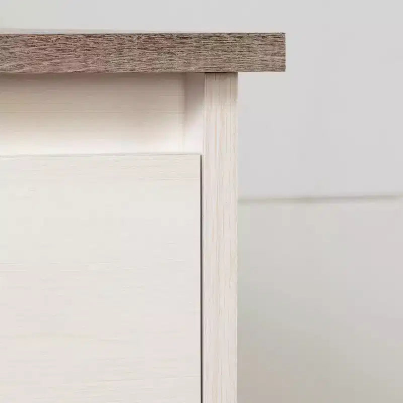 Commode double 6 tiroirs Plenny de South Shore : Blanc délavé/Chêne vieilli, quincaillerie anti-basculement, finition laminée, 52 po de largeur