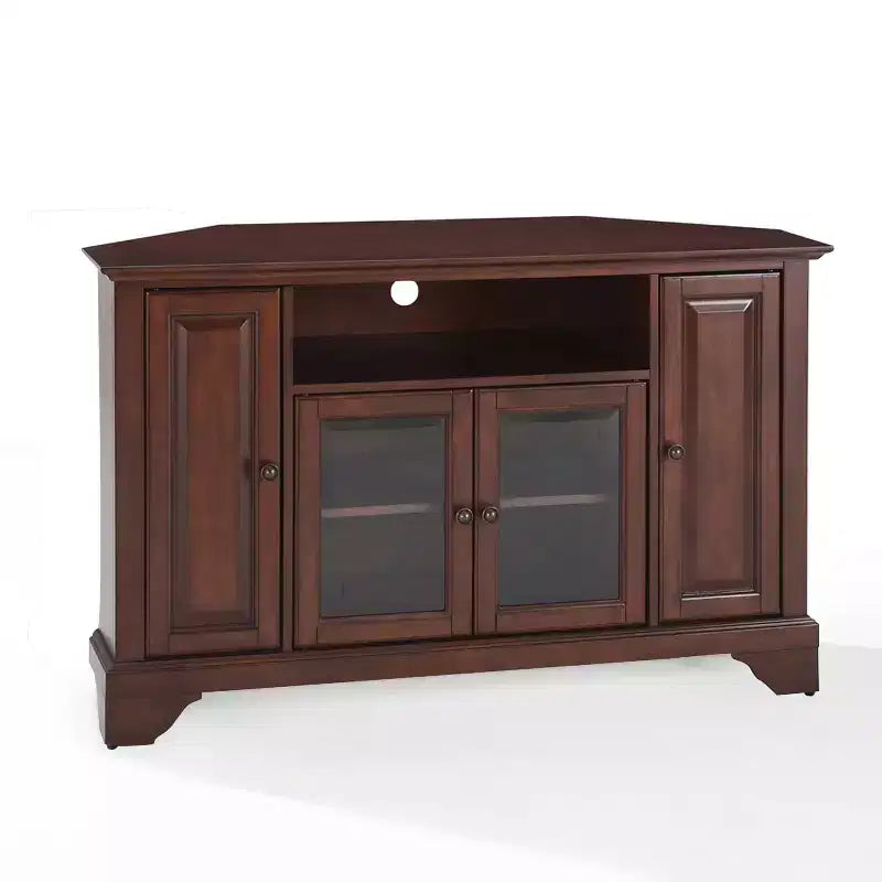 Crosley LaFayette Corner TV Stand for TVs up to 48" Dark Red: Mid-Century Modern, Media Console with Cable Management