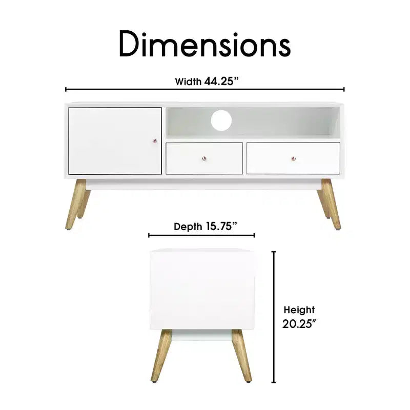Meuble TV Lilou pour téléviseurs jusqu'à 53 po Blanc Français - Adore Decor