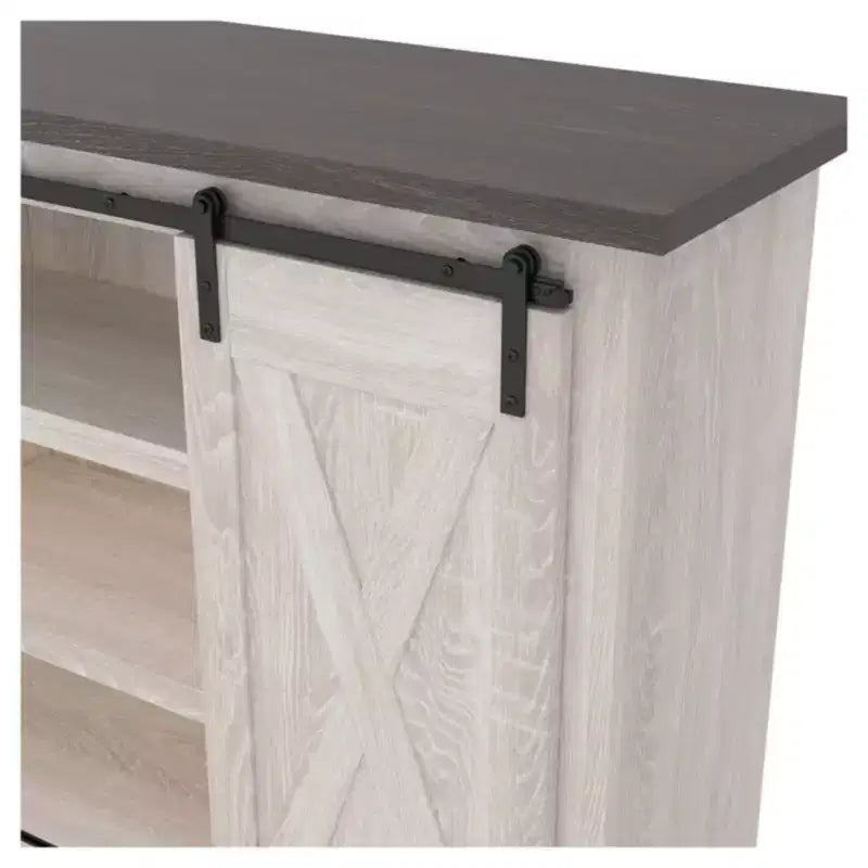Meuble TV moyen Signature Design by Ashley Dorrinson pour téléviseurs jusqu'à 63 po, bicolore : console média de style ferme avec étagères réglables