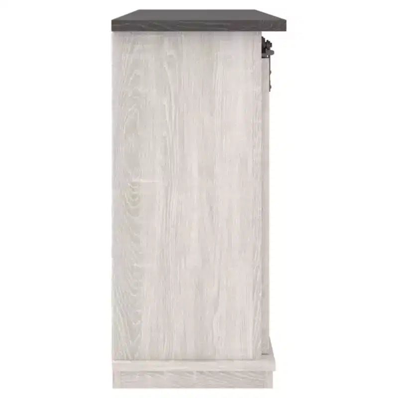Meuble TV moyen Signature Design by Ashley Dorrinson pour téléviseurs jusqu'à 63 po, bicolore : console média de style ferme avec étagères réglables