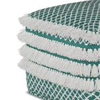 Pouf Ari carré en PET tissé, turquoise/blanc - WyndenHall