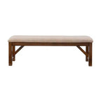 Banc 60" Jackson traditionnel en bois et assise tapissée beige noisette foncée - Powell