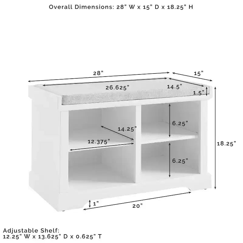 Banc de rangement Anderson blanc - Crosley : Rembourré, revêtement en lin, style champêtre