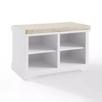 Banc de rangement Anderson blanc - Crosley : Rembourré, revêtement en lin, style champêtre