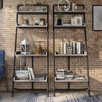 MAISONS : Intérieur et Extérieur 70.86" Étagère d'affichage Humbolt en échelle, Chêne gris vintage : Style industriel, 4 niveaux de rangement