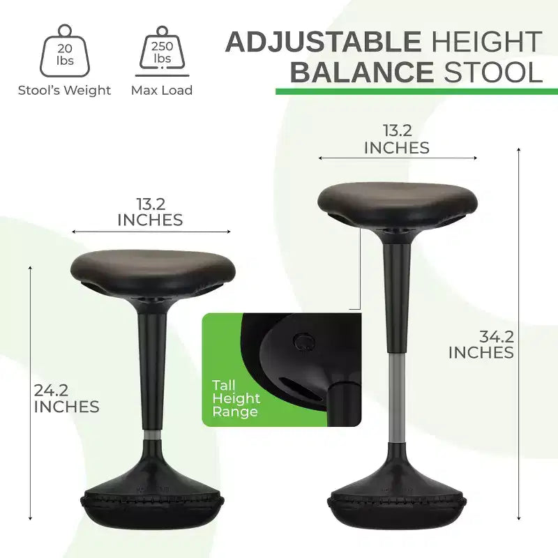 Chaise de bureau debout Wobble en vinyle noir - Uncaged Ergonomics