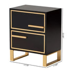 Table d'appoint Giolla en bois et métal avec 2 tiroirs Noir/Doré - Baxton Studio : Table d'appoint élégante avec rangement, design moderne