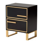 Table d'appoint Giolla en bois et métal avec 2 tiroirs Noir/Doré - Baxton Studio : Table d'appoint élégante avec rangement, design moderne