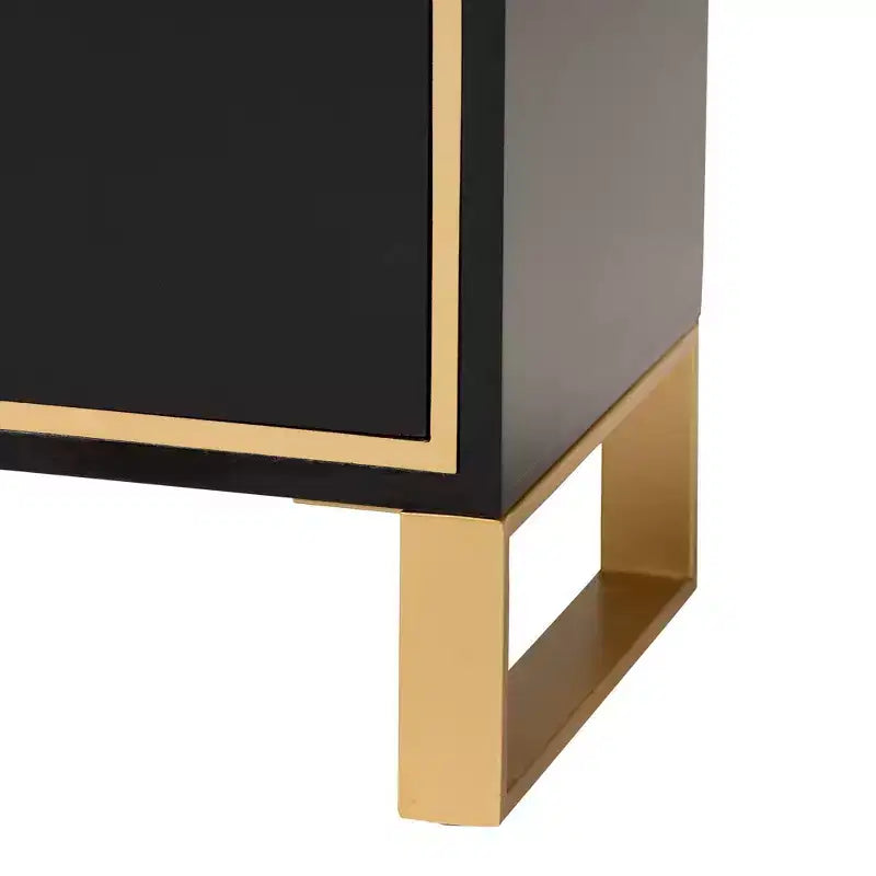 Table d'appoint Giolla en bois et métal avec 2 tiroirs Noir/Doré - Baxton Studio : Table d'appoint élégante avec rangement, design moderne