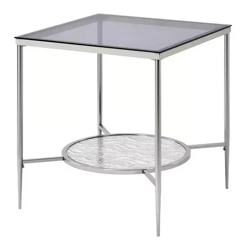 Acme Furniture Adelrik Accent Glass Table Chrome Finish