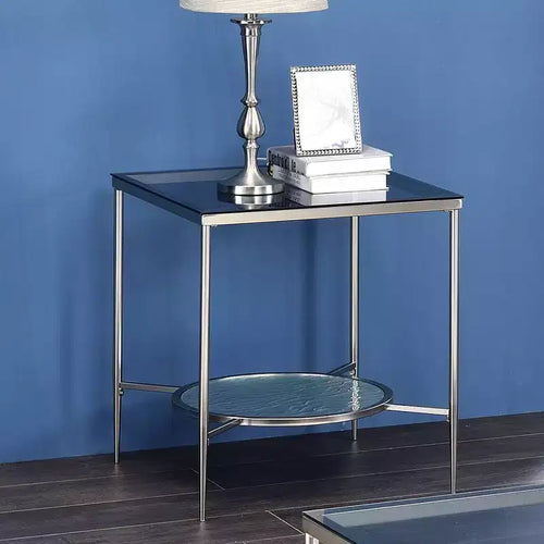 Table d'appoint en verre Adelrik Acme Furniture avec finition chromée