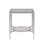 Table d'appoint en verre Adelrik Acme Furniture avec finition chromée