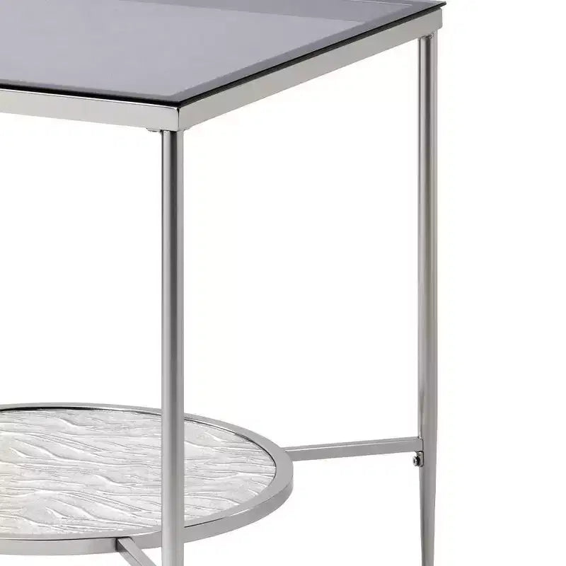 Table d'appoint en verre Adelrik Acme Furniture avec finition chromée