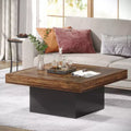 LITTLE TREE Square Farmhouse Wood Coffee Table with LED Brown/Black