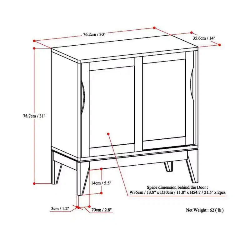 WyndenHall Pearson Meuble Bas de Rangement Blanc