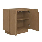 Nathan James Iris Armoire de rangement cintrée du milieu du siècle, Marron clair brossé naturel : Surface en placage, Étagère fixe, Cadre en bois