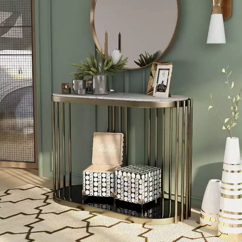 Table d'entrée Solstice Glam en laiton antique - HOMES: Inside + Out