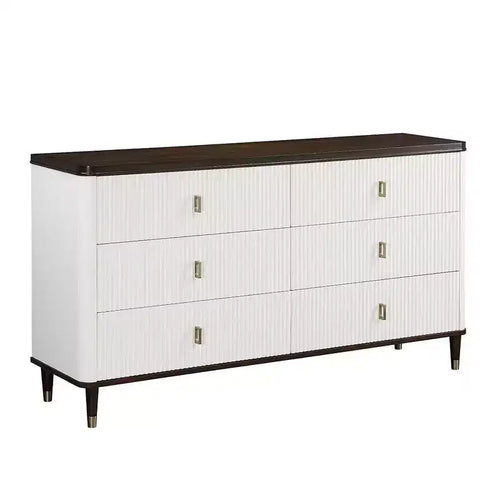 Acme Furniture 66.5" Carena Decorative Storage Drawer White & Brown Finish: 5-Drawer Wood Composite, No Assembly Required