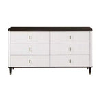 Acme Furniture Commode décorative Carena de 66,5 po, finition blanc et marron : 5 tiroirs en bois composite, aucun assemblage requis