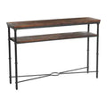 Storied Home Saratoga Console Table Gray: Industrial Iron Legs, Solid Acacia, Space-Saving Design
