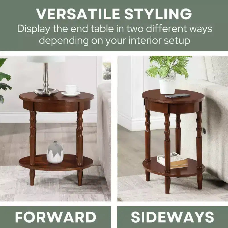 Table d'appoint ovale Brandi avec étagère par Breighton Home Classic Accents, finition espresso