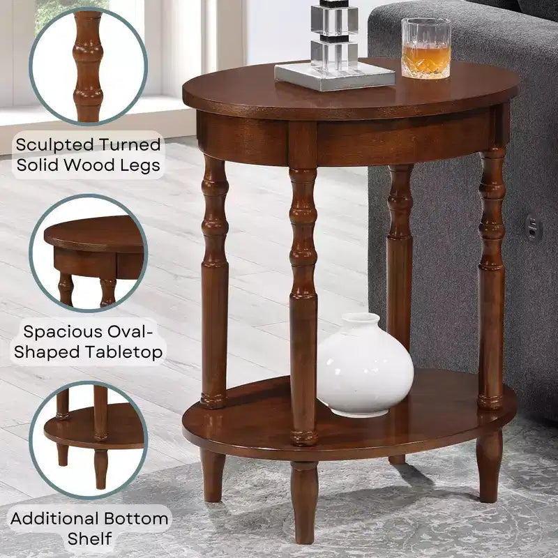 Table d'appoint ovale Brandi avec étagère par Breighton Home Classic Accents, finition espresso