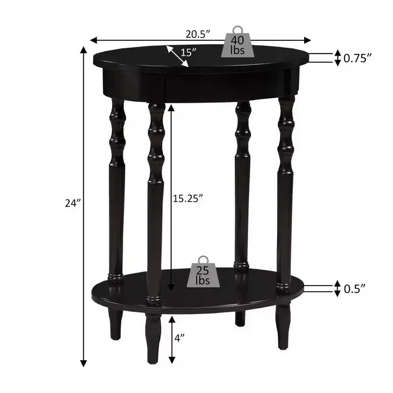 Table d'appoint ovale Brandi avec étagère par Breighton Home Classic Accents, finition espresso
