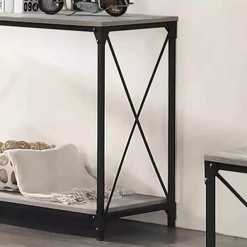 Table basse à étagère inférieure Rosslea noir/gris - HOMES: Inside + Out : Style industriel, Cadre en métal, Étagère de rangement
