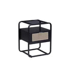 19" Colson Accent Table Black Finish - Acme Furniture: 24" High, Glass Top, Metal Frame, Storage Drawer