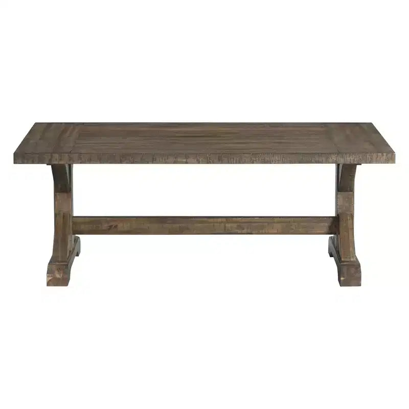 Flynn Trestle Coffee Table Walnut Brown - Picket House Furnishings: Rustic Rectangle Accent Table, Distressed Finish