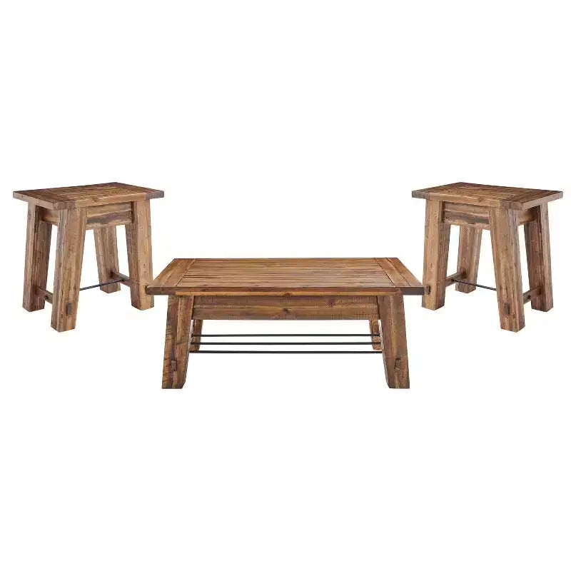 48" Durango Coffee Table & 2 End Tables Dark Brown - Alaterre Furniture