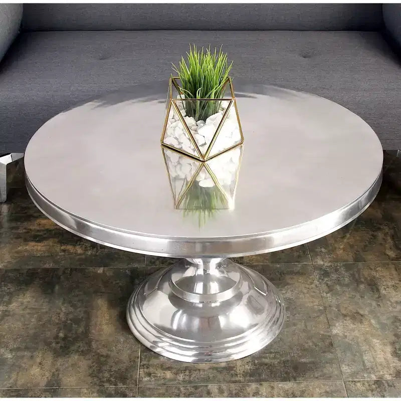 Table basse traditionnelle en aluminium argenté - Olivia & May