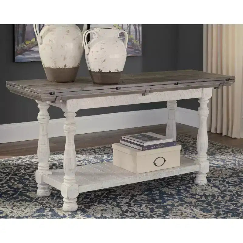 Havalance Flip Flop Sofa Table gris/blanc - Signature Design by Ashley : Extensible, style vintage, finition vieillie